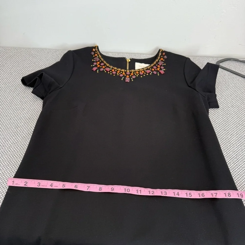 Kate Spade Black Glimmer Shift Dress‎ Jeweled Collar Short Sleeve Women’s Sz 8